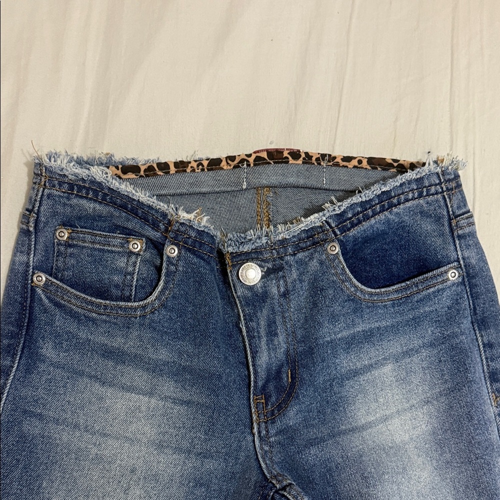 Y2K Ultra Low Rise Frayed Bootcut Jeans